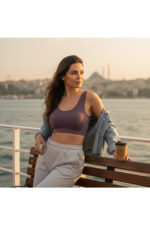 3 Adet Fitilli Kalın Askılı Pedli - Crop Yarım Atlet - Büstiyer - Görsel 2