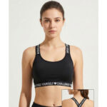 Siyah Çapraz Askılı Spor Sütyeni 3'lü Paket – Challenge Yourself ♥ Baskılı, Elastik Bantlı