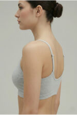 3'lü Set Pamuklu Basic Bralet | Çıkarılabilir Pedli, Ayarlanabilir İp Askılı - Siyah + Beyaz + Gri - Görsel 6