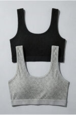 2'li Paket Fitilli Bralet Büstiyer Esnek Seamless Sütyen Günlük Spor Crop Top