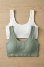 2'li Paket Fitilli Bralet Büstiyer Esnek Seamless Sütyen Günlük Spor Crop Top - Görsel 2
