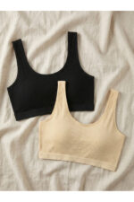 2'li Paket Fitilli Bralet Büstiyer Esnek Seamless Sütyen Günlük Spor Crop Top - Görsel 4
