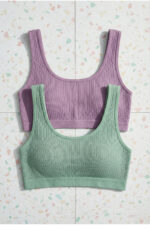 2'li Paket Fitilli Bralet Büstiyer Esnek Seamless Sütyen Günlük Spor Crop Top - Görsel 8
