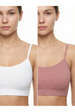 2'li Set Fitilli İp Askılı Basic Crop Büstiyer Atlet - Görsel 3