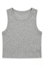 3’lü Paket Fitilli Kaşkorse Bisiklet Yaka Crop Atlet (Siyah-Beyaz-Gri Melanj) - Görsel 4