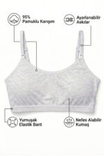 3'lü Set Pamuklu Basic Bralet | Çıkarılabilir Pedli, Ayarlanabilir İp Askılı - Siyah + Beyaz + Gri - Görsel 7